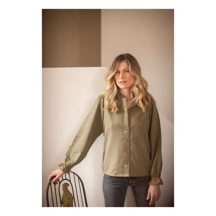 Marlot Paris Blouse Gaze de Coton Prisca  - Collection Femme  | Vert kaki