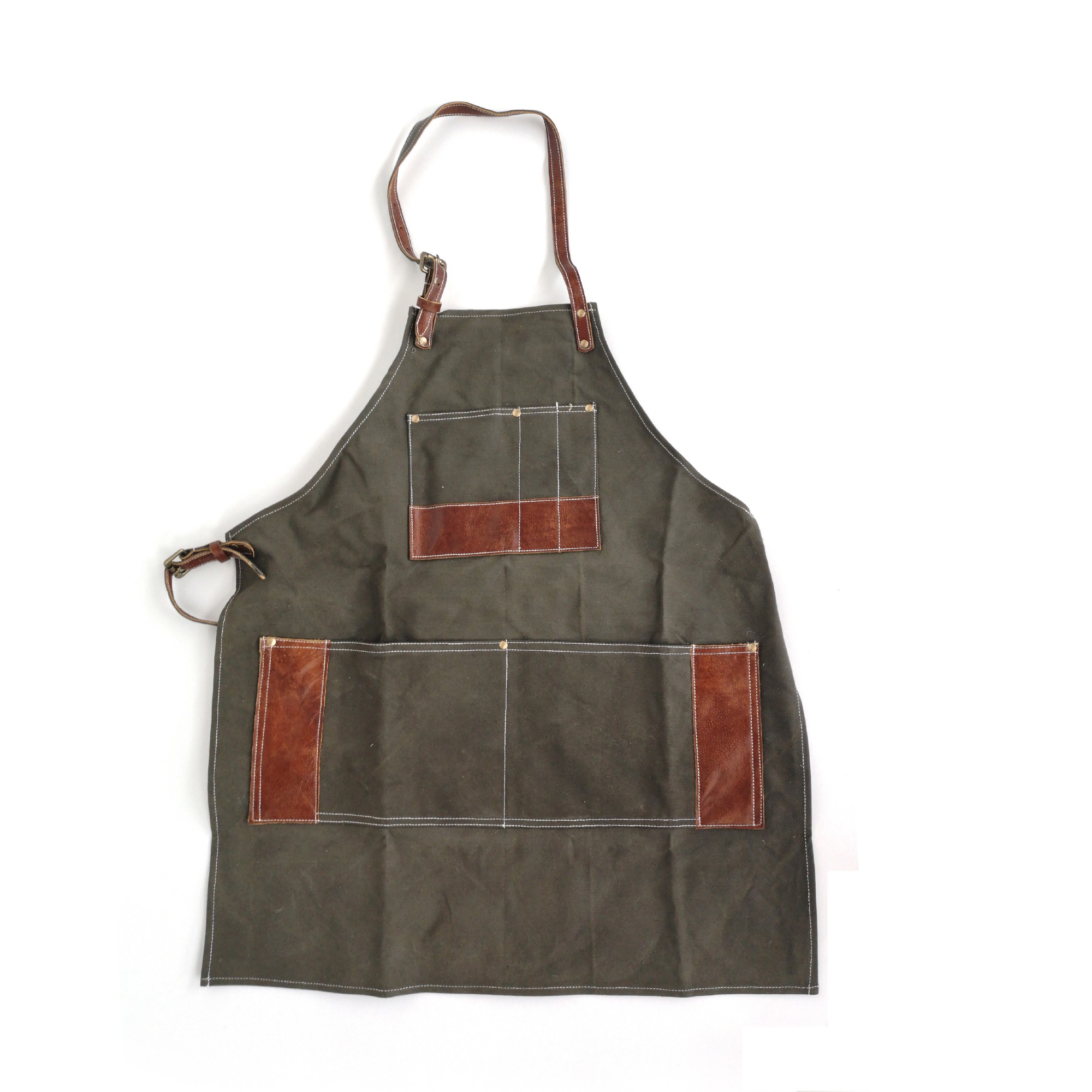 Schürze Canvas/Leder, braun, T 69 cm, B 80 cm zu 64,00