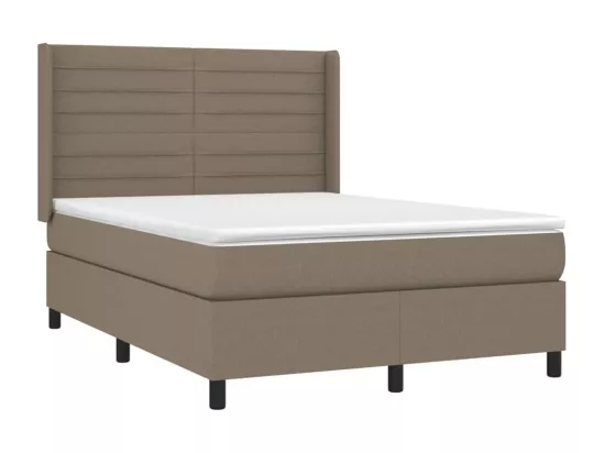 Sommier tapissier avec matelas et LED Taupe 140x190 cm Tissu