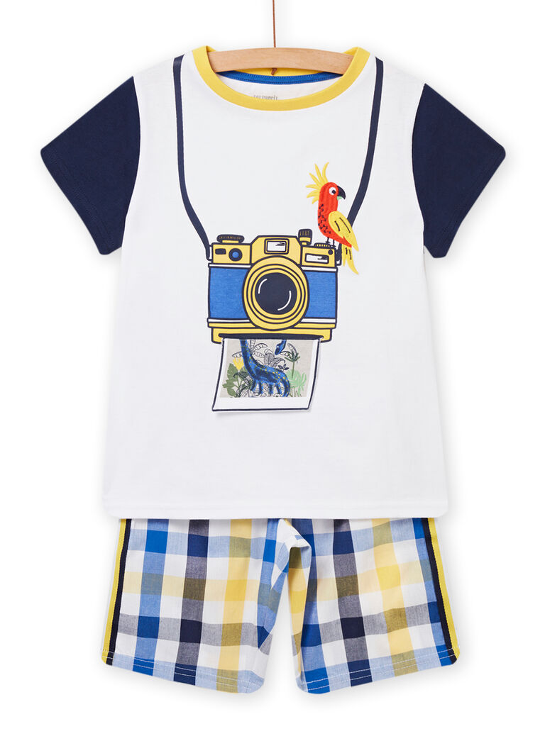 Pyjama blanc, bleu et jaune enfant garçon