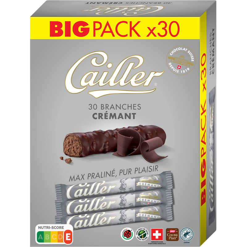 Cailler Branches S Schokoladenriegel Crémant, 23 g, 30 Stück