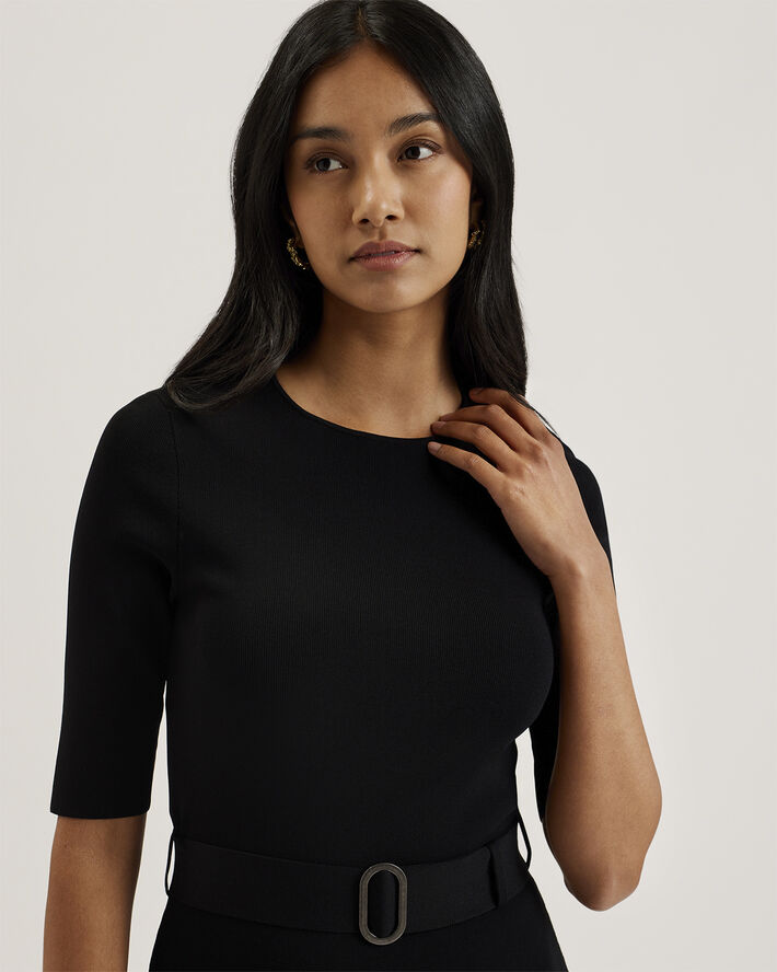 Ted Baker SAMALEE Knitted Midi Dress With Fli Black