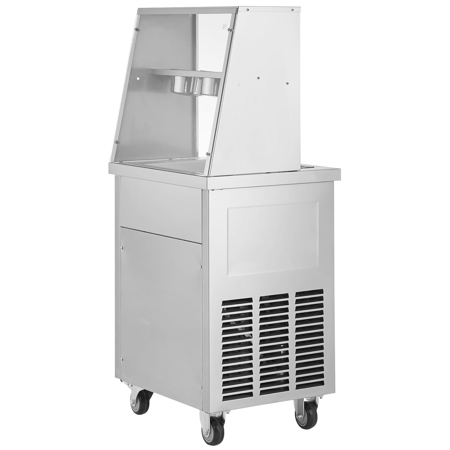 VEVOR Maschine für Frittierte Eisrollen, Quadratische 35,4 x 35,4 cm Große Pfanne zum Frittieren von Eis, Kommerzielle Eismaschine aus Edelstahl mit Kompressor und 2 Schabern