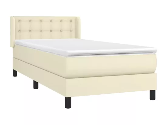 Sommier tapissier avec matelas Crème 100x200cm Similicuir