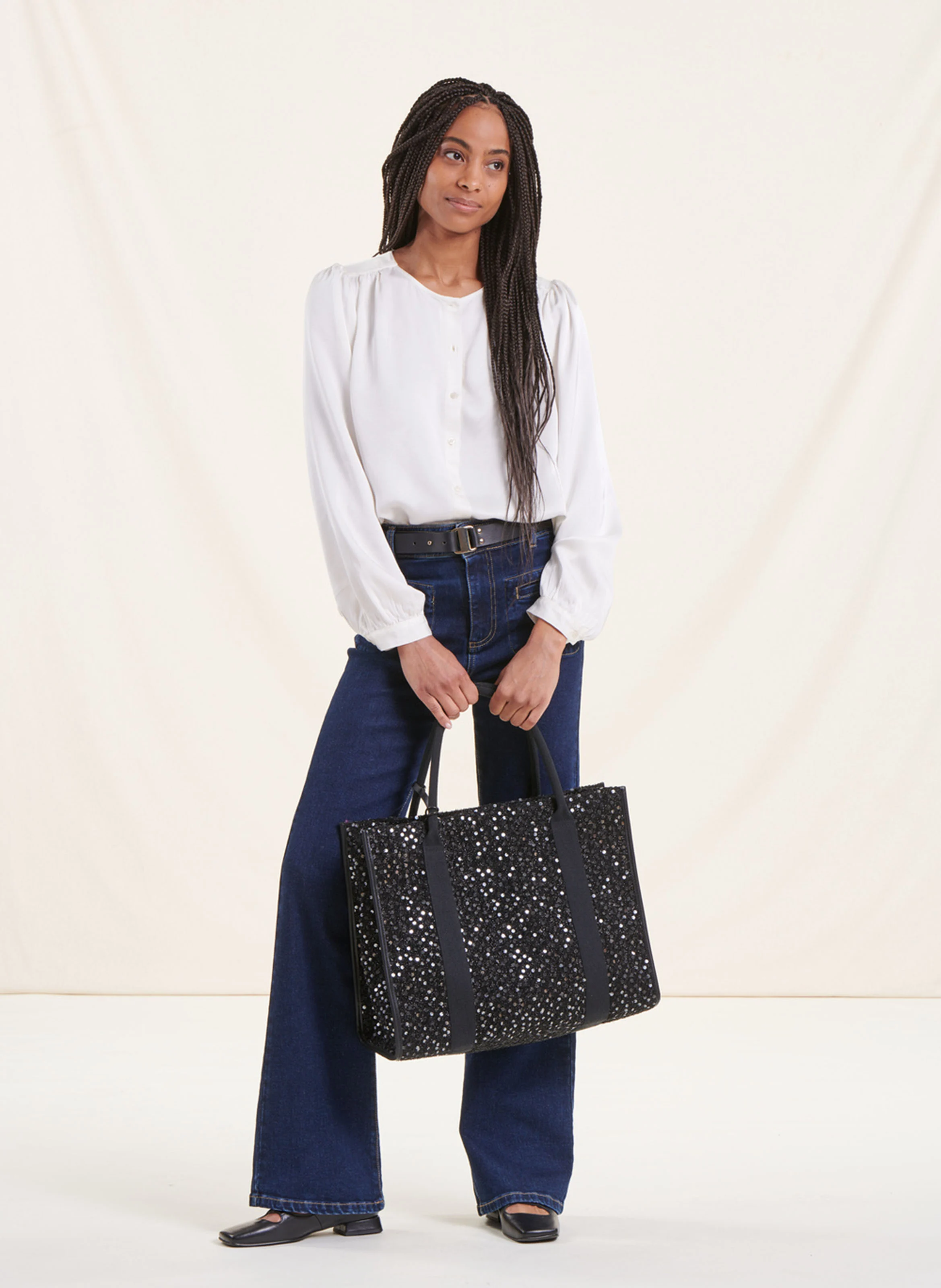 Sac cabas à sequins | Noir