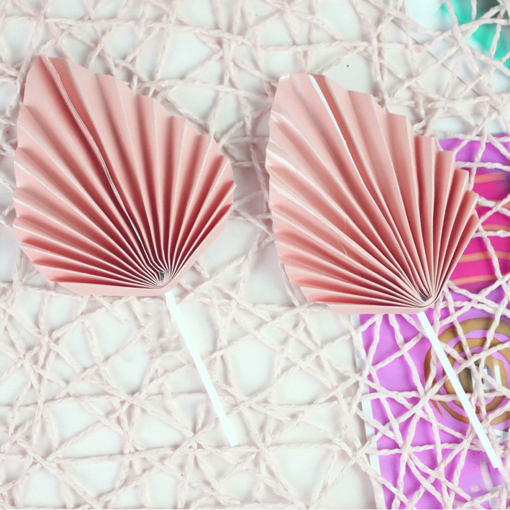 (2-tlg. Set) Kuchenstecker Papier Fächer Tortenstecker Topper Dekoration für Torten / Kuchen - Rosa