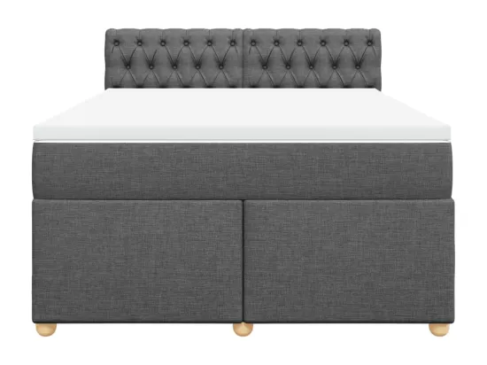 Sommier à lattes de lit avec matelas Gris foncé 160x200cm Tissu