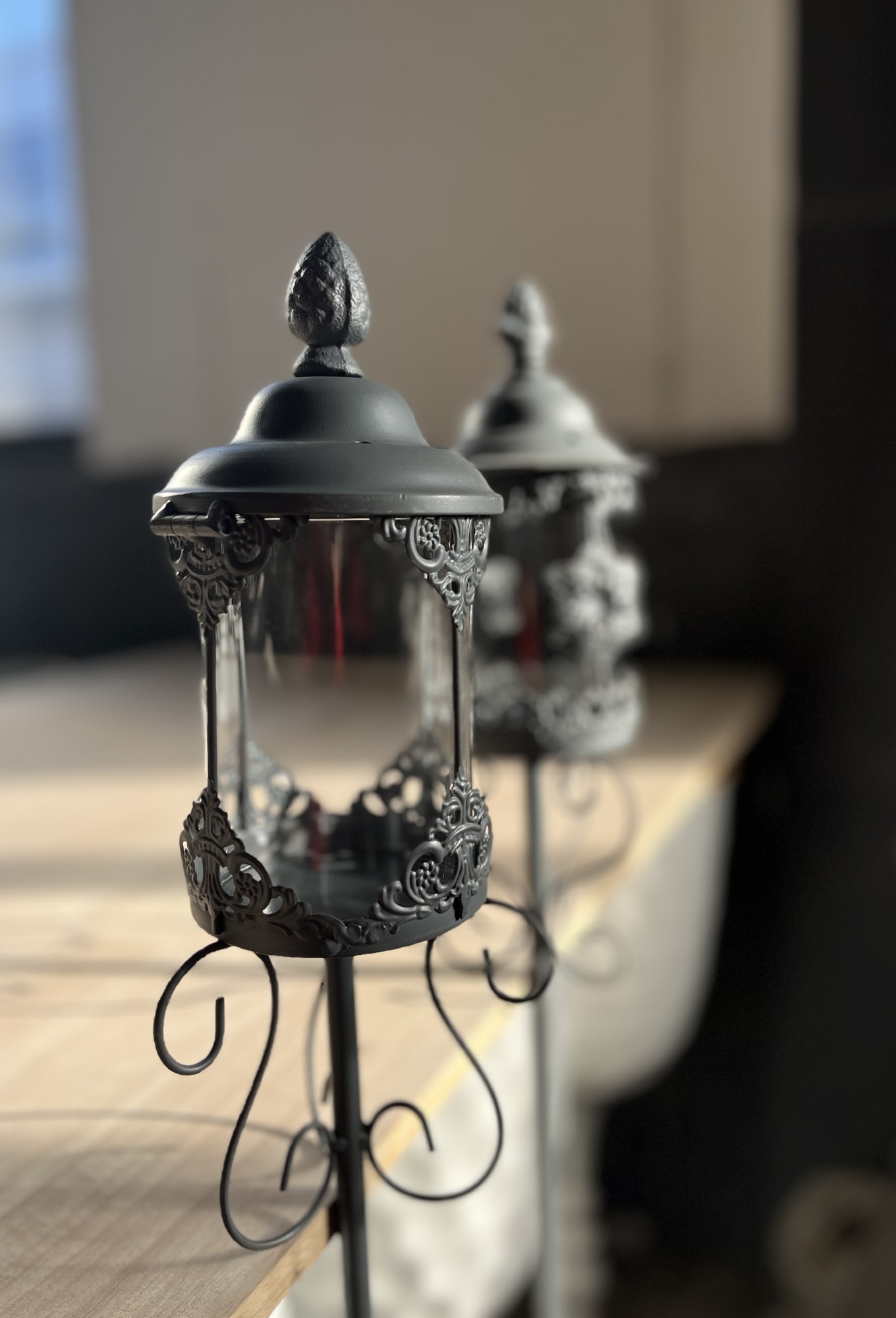 Gartenstecker mit Laterne, aus Metall und Glas, H 104 cm, Ø 9 cm günstig bestellen