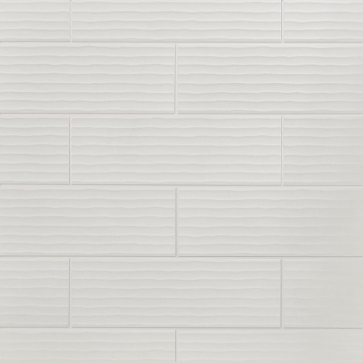 Carrelage mural blanc 20x60cm Textile décor 3D