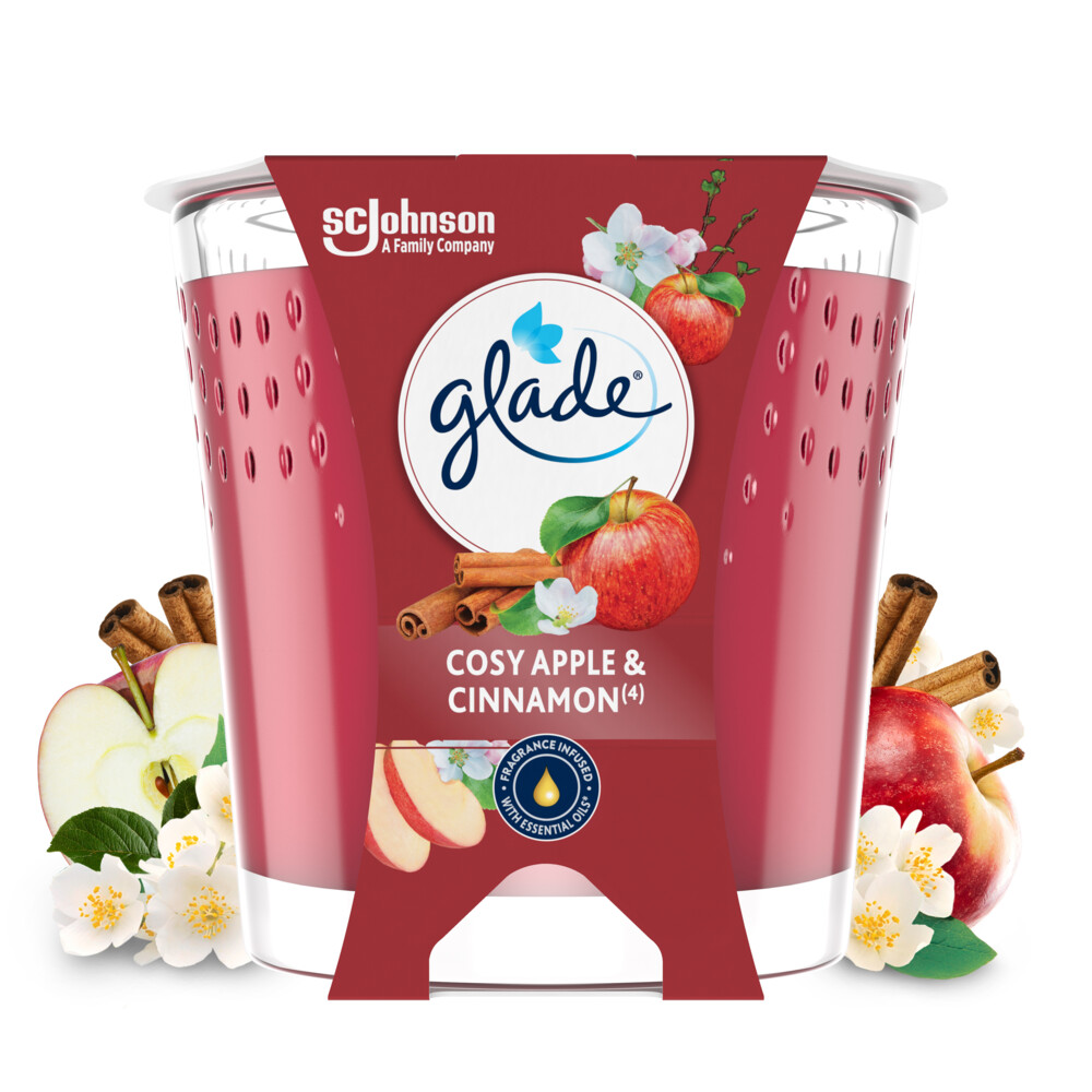Glade Vegan Geurkaars Cosy Apple & Cinnamon 100% Raapzaadwax112 gr