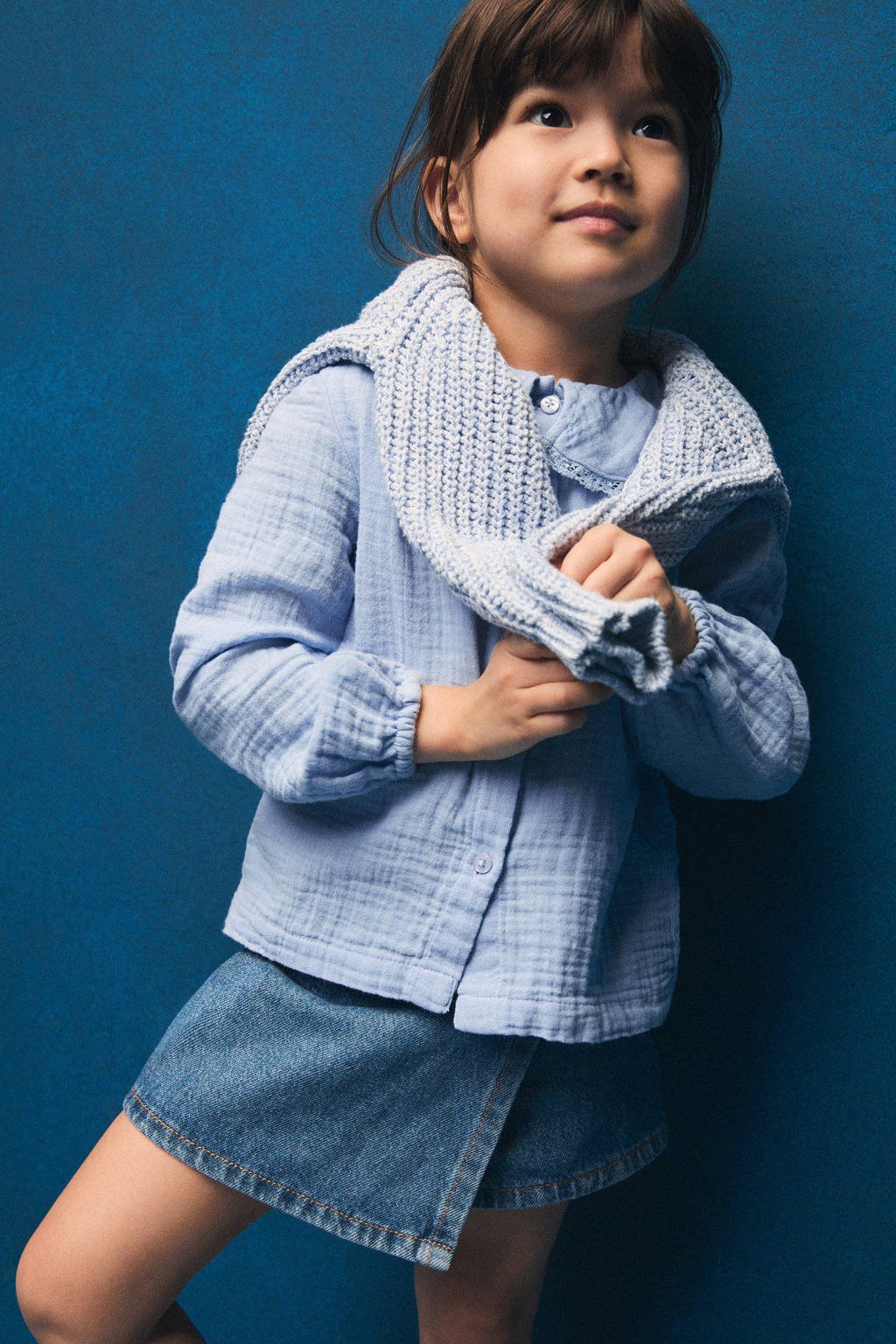 Mango Kids blouse lichtblauw
