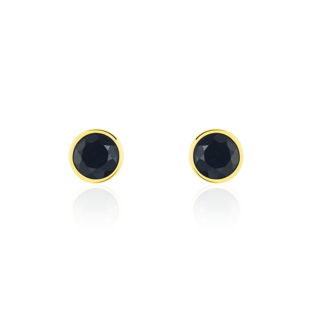Boucles D'oreilles Puces Edy Serti Clos Or Jaune Saphir