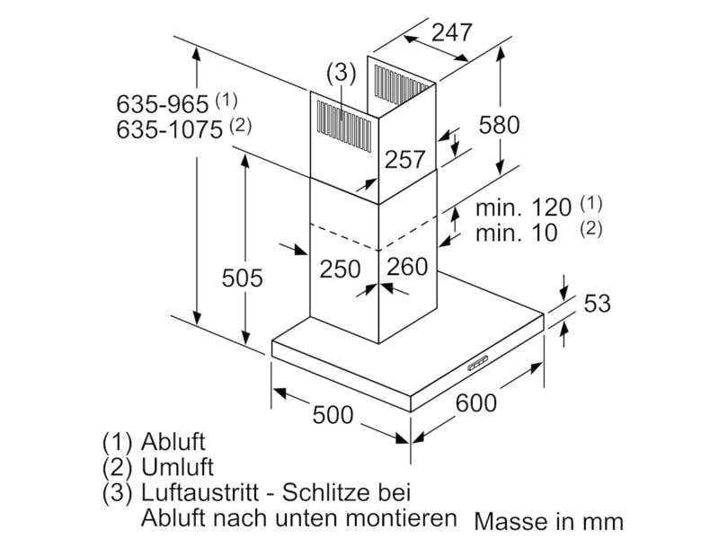 Bosch Wandhaube DWB67FM50 4 Stufen Effiziente Beseitigung von Fett, Geruch und Dampf aus der Küchenluft