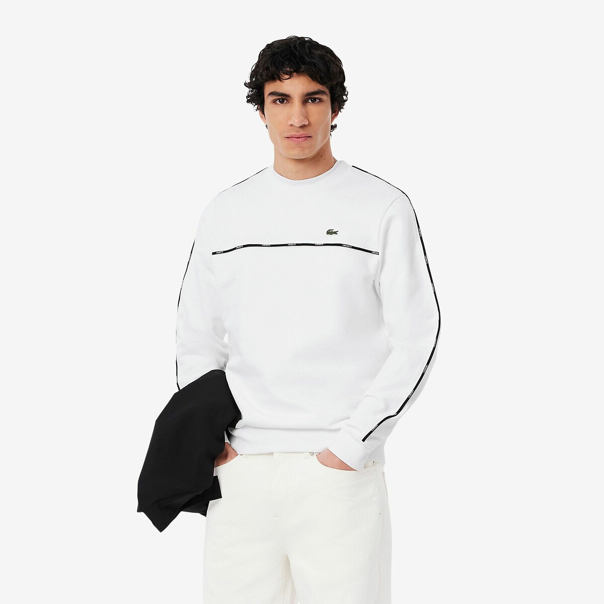 Suéter Lacoste com gola redonda e detalhes Lacoste