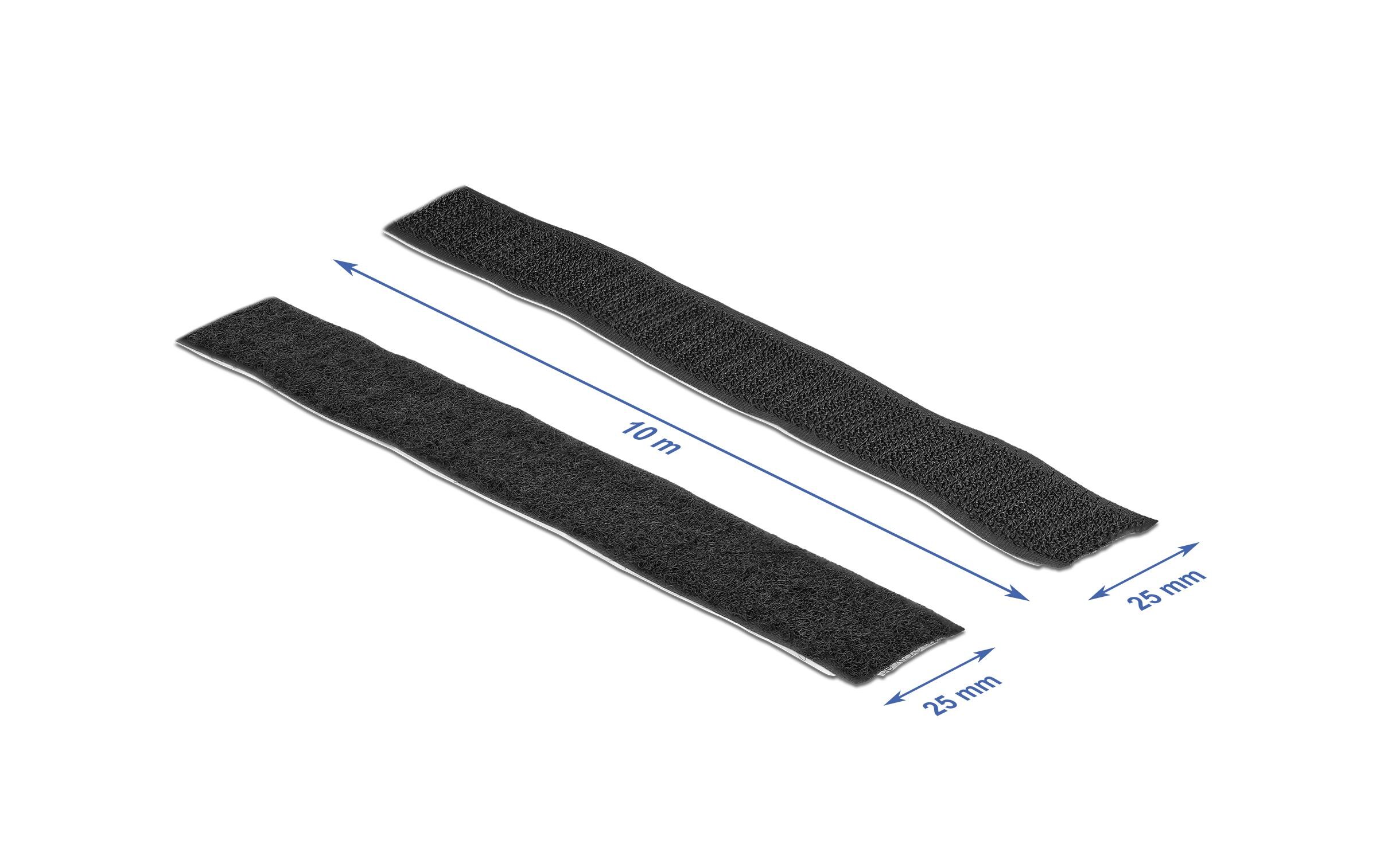 Klettband-Rolle 10 m x 25 mm Haft und Flauschband SchwarzKlettband selbstklebend mit Haft- und Flauschband L 10 m x B 25 mm Schwarz
