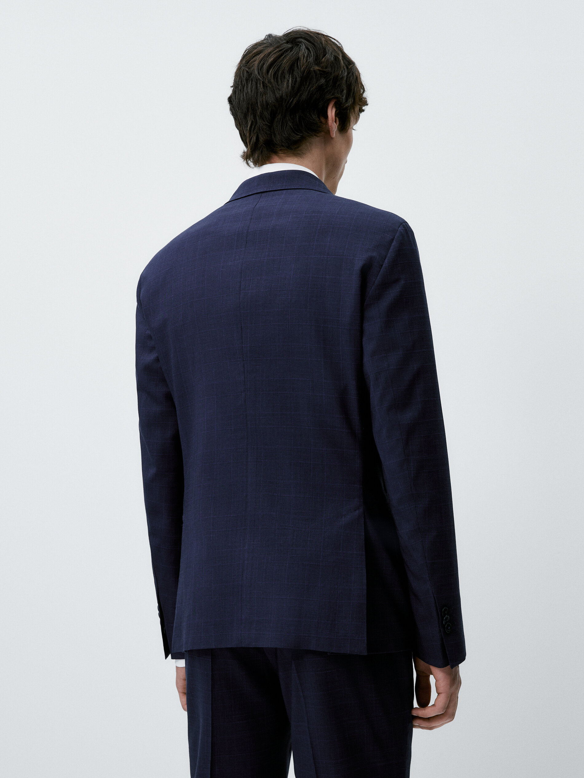 Americana traje cruzado half canvas cuadros - AÑIL