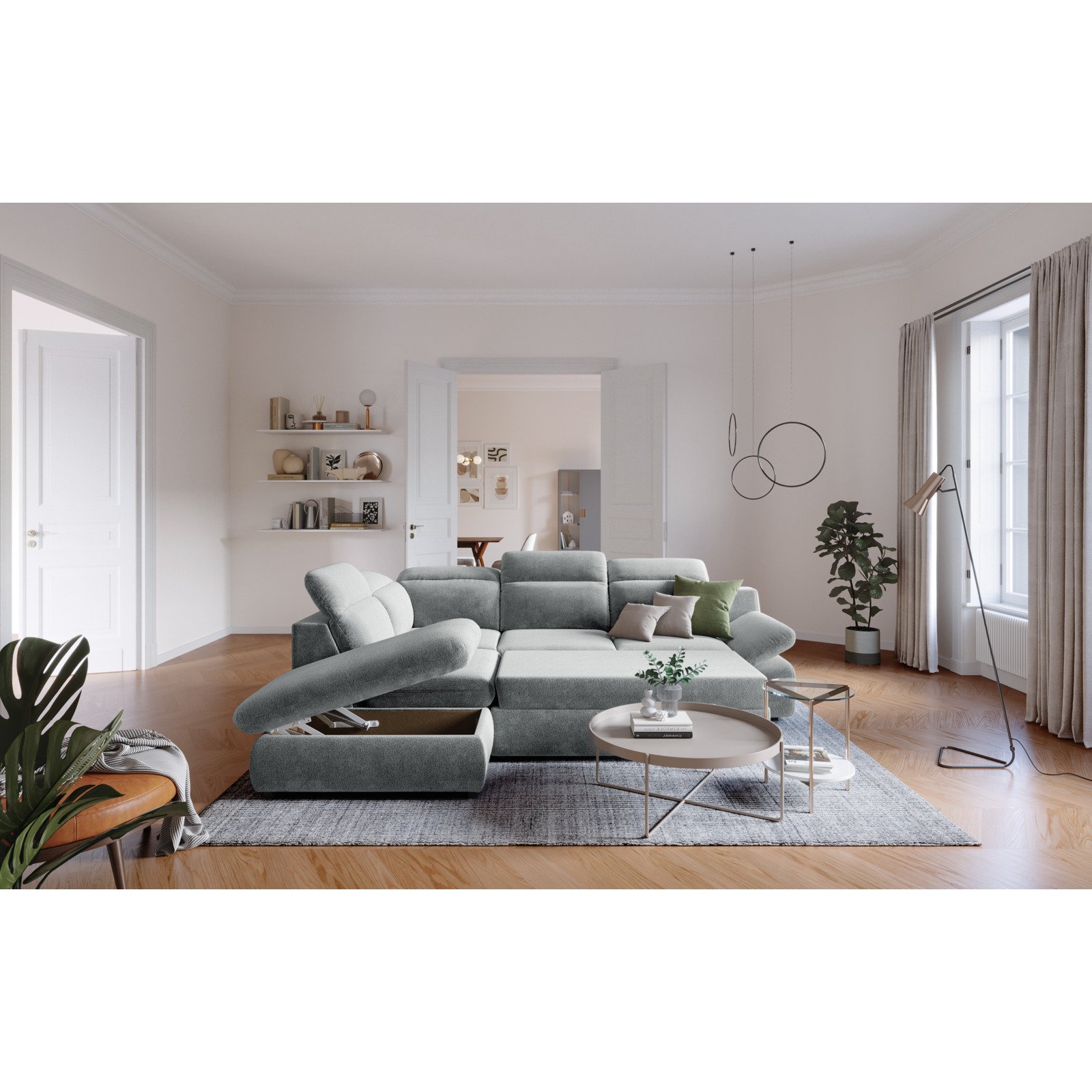 Ecksofa Lorena Stoff, Ottomane links