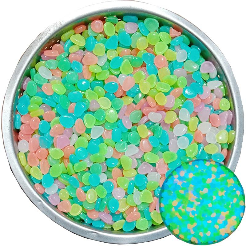 (100er Set) 10mm Fluoreszierende Pebble Steine Leuchtende Mini Kieselsteine für Home / Garten / Aquarium Deko - Assortiert