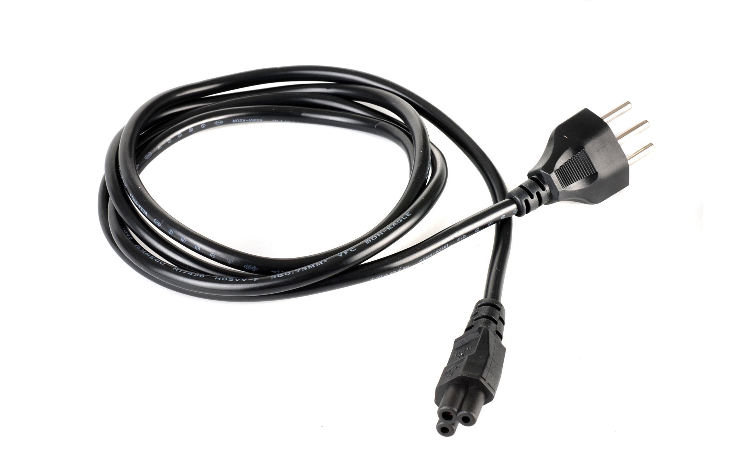 Netzkabel C5-T12 1.8 m SchwarzStromkabel mit Mickey-Mouse-Stecker, H05VV-F 3G0.75
