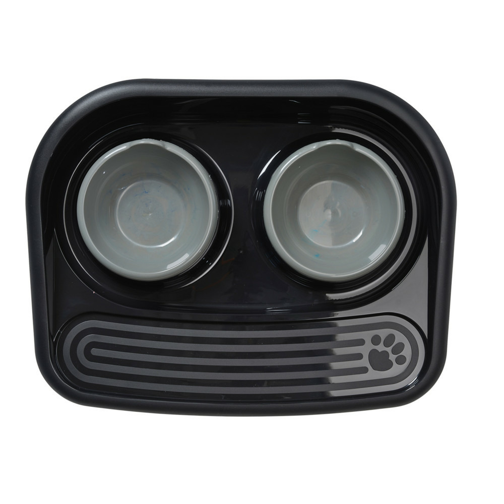 Plateau repas 2 x 300 ml, noir pour chien ou chat