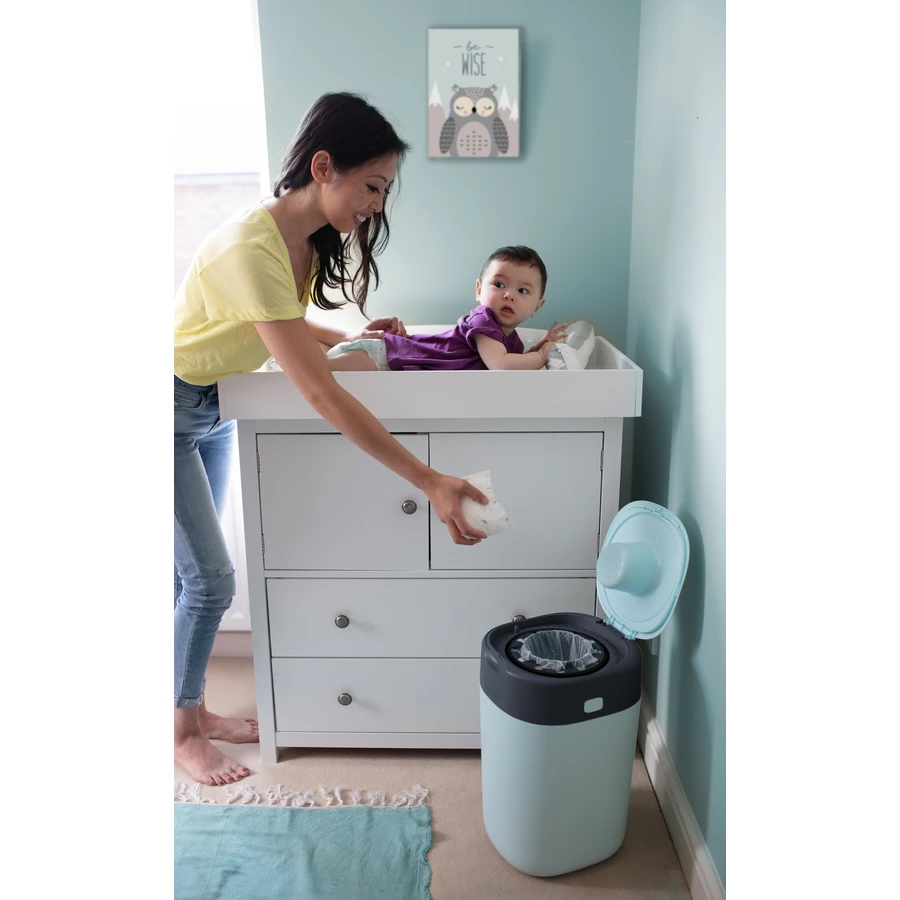 Tommee Tippee Twist & Click Advanced  Windeleimer, inkl. einer Kassette mit nachhaltig gewonnenem, antibakteriellem Greenfilm in blau