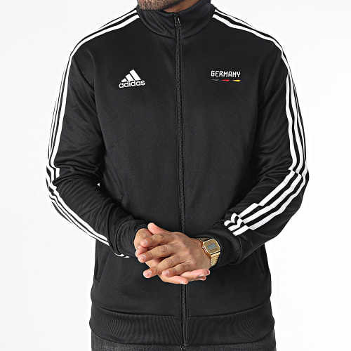 Veste Zippée A Bandes Germany HD6393 Noir