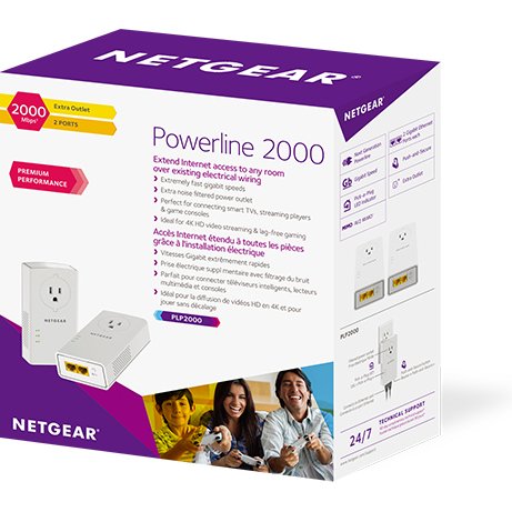 NETGEAR PLP2000-100FRS Adaptateur réseau CPL 2000 Mbit/s Ethernet/LAN Blanc 2 pièce(s)