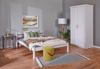 Bett Florentin 140 x 190 cm Kiefer massiv weiß lackiert