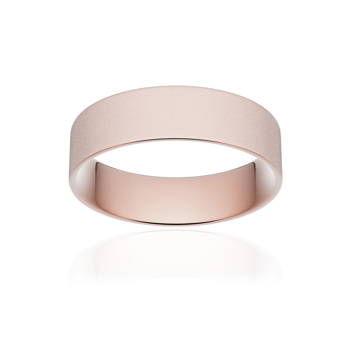 Alliance or 750 rose sablé ruban plat confort 5,5mm
