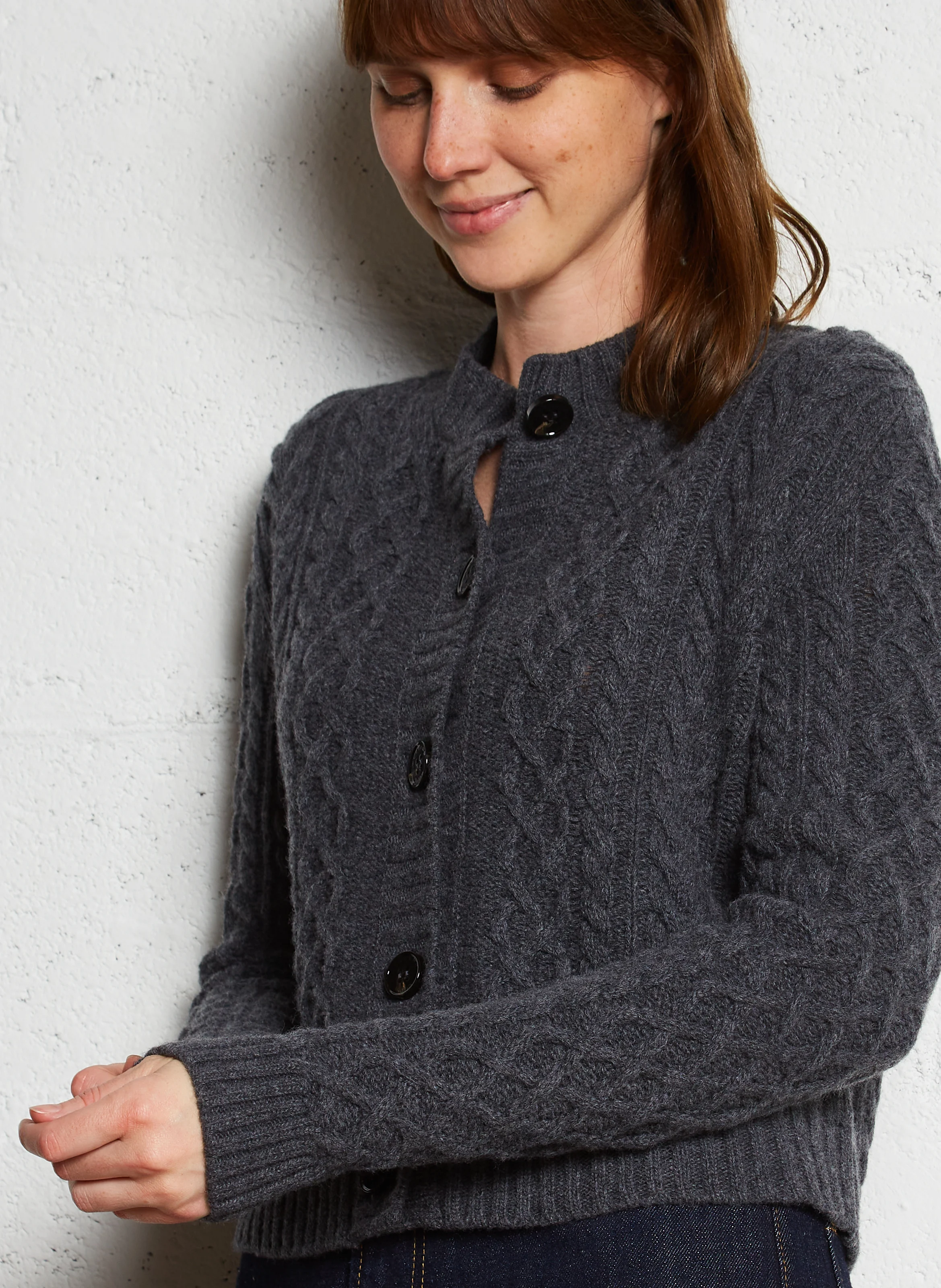 AFOSI - Gilet ample col rond en laine vierge | Noir