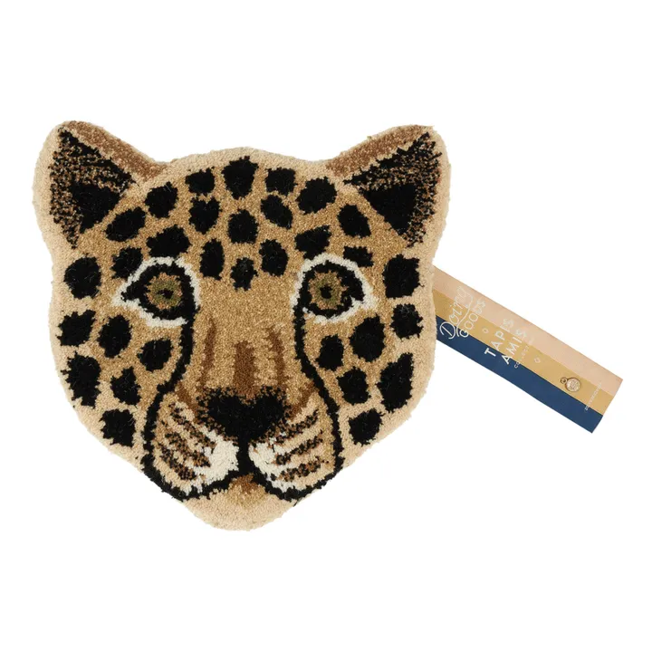 Doing Goods Tapis tête de léopard en laine Loony  | Marron