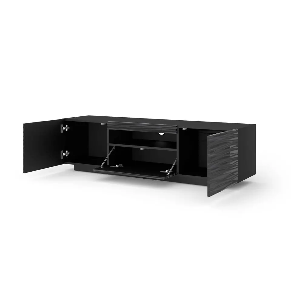 AURA TV-meubel 150 cm universeel sahara zwart  LED