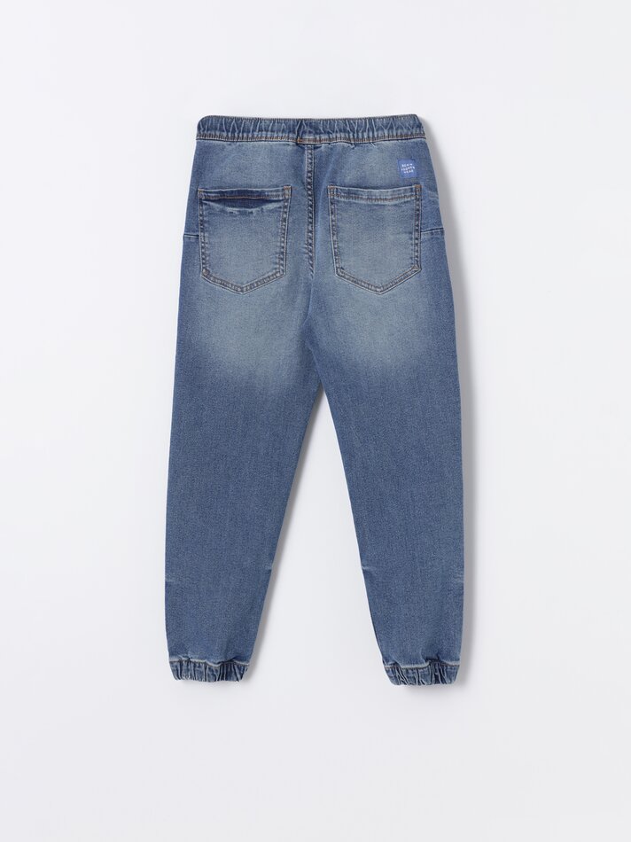 Calça jeans jogger confortável - Índigo