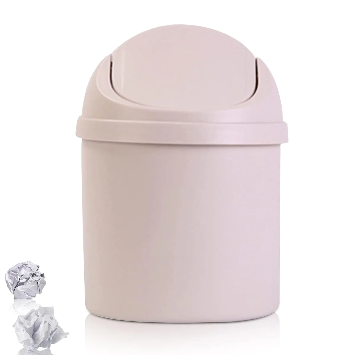 Mini Poubelle en Plastique avec couvercle blanc Vendos85