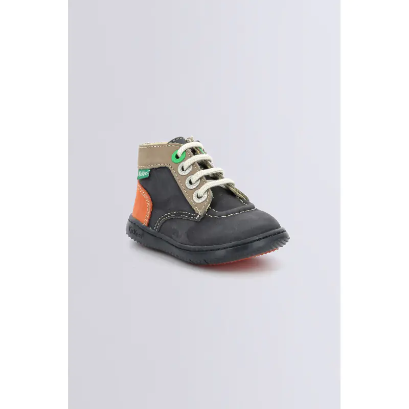 KICKBONZIP MARINE TAUPE ORANGE BOTTILLONS Cuir Garçon
