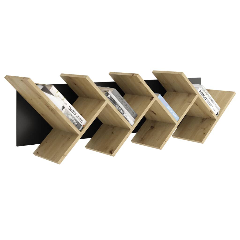 FMD Hangende Geometrische Boekenplank, Eiken en Zwart