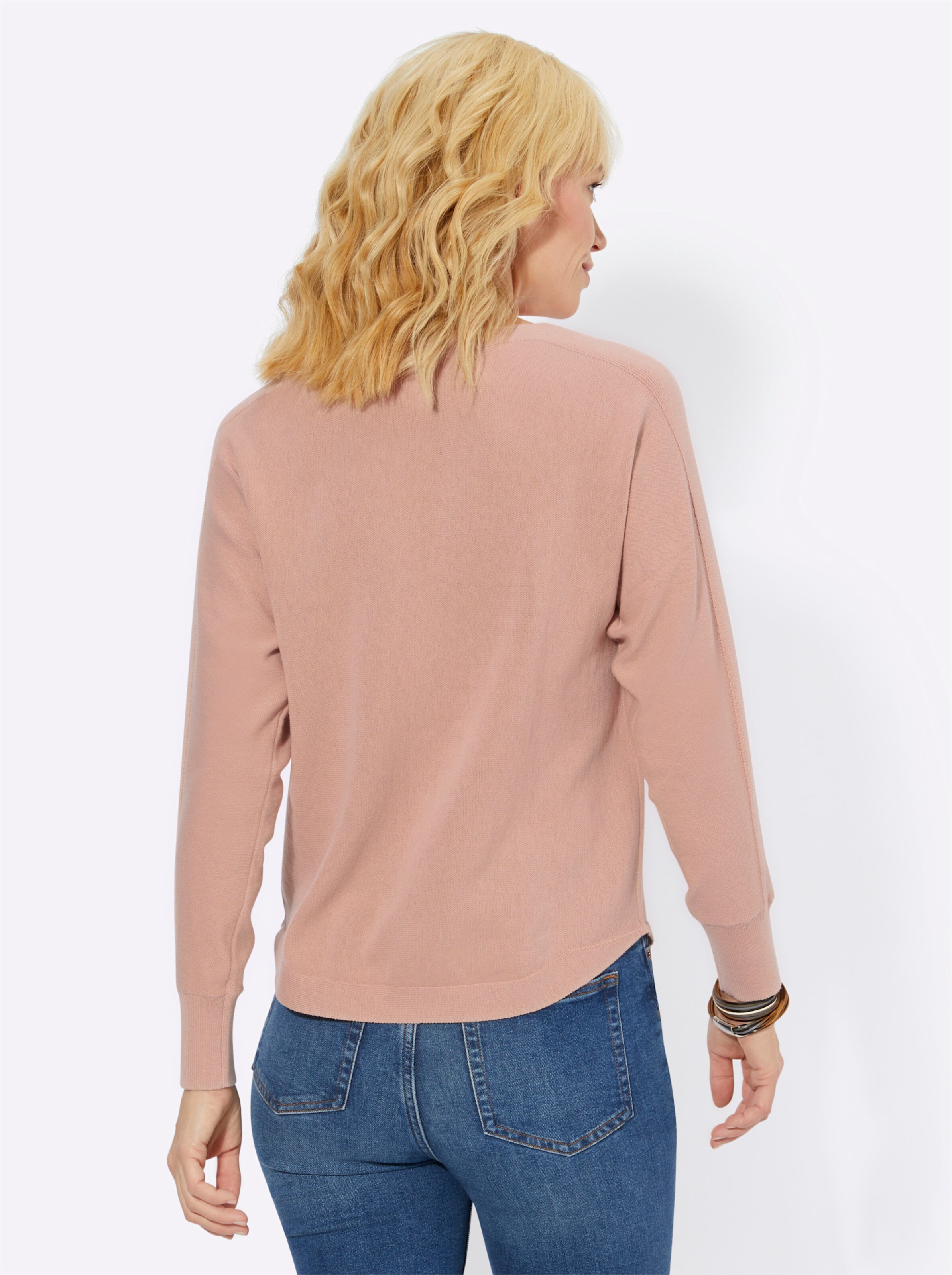Langarm-Pullover in puder