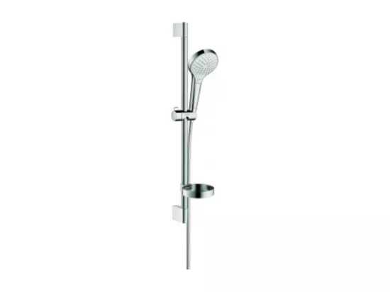 Set de douche Vario avec barre Unica'Croma 65 cm et porte-savon blanc/chromé Hansgrohe Croma Select S