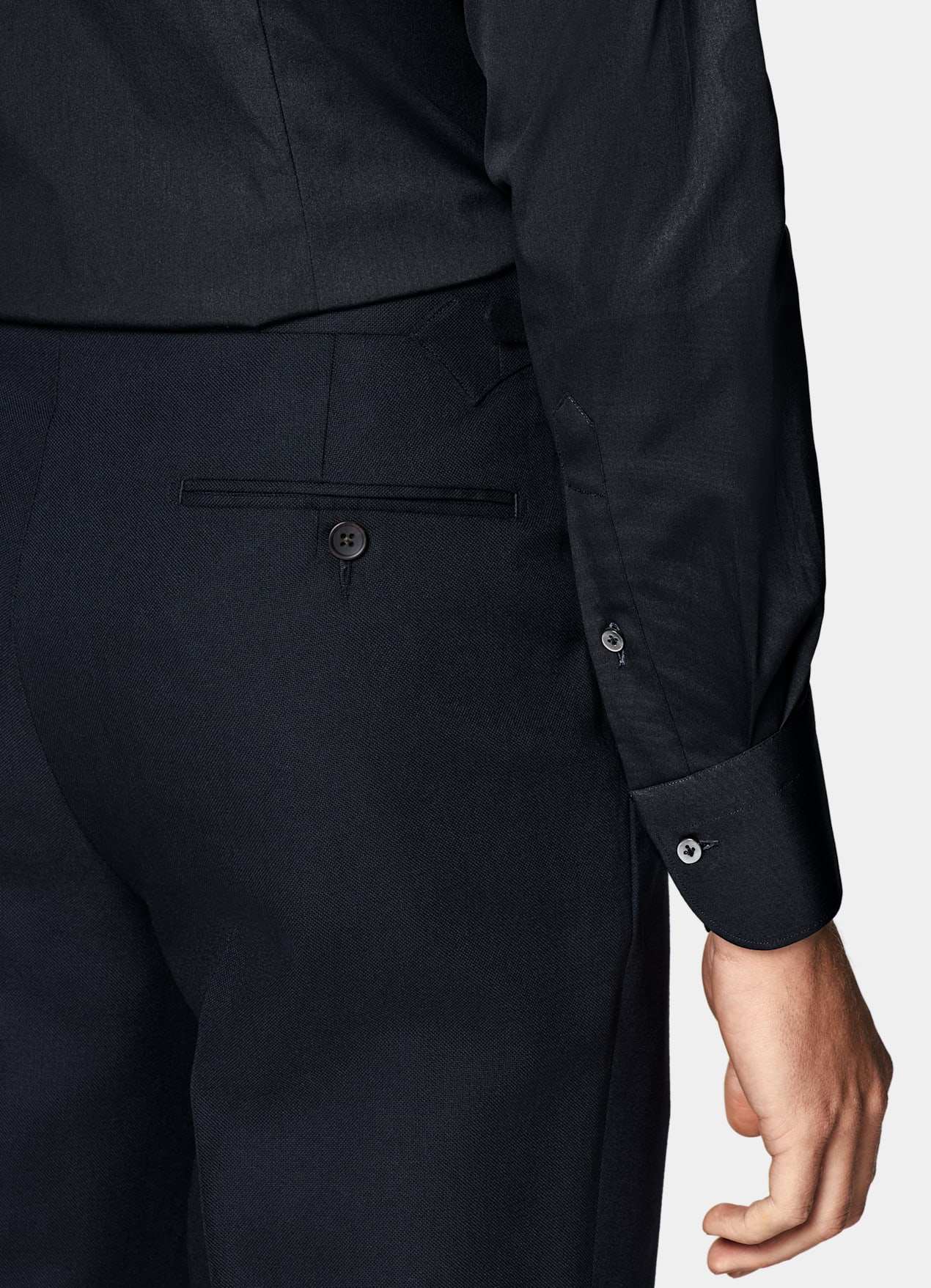 Chemise coupe très ajustée en popeline bleu marine