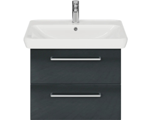 Pelipal Sunline 105 badkamermeubelset (B x H x D 69 x 200 x 48,5 cm), antraciete fronten, met keramische wastafel, badmeubel en spiegelkast met LED-verlichting