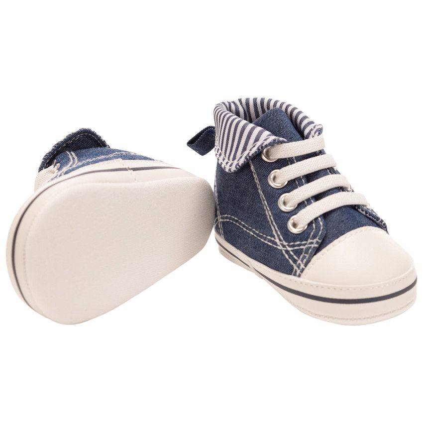 Baskets montantes souples effet jean pour bébé garçon - Bleu