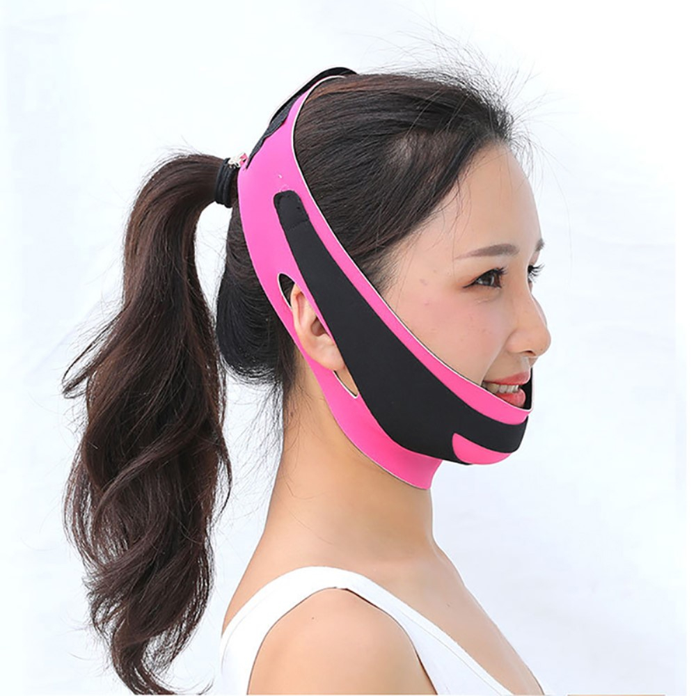Gesichts Gurt Kinnbandage V Line - Pink / Schwarz
