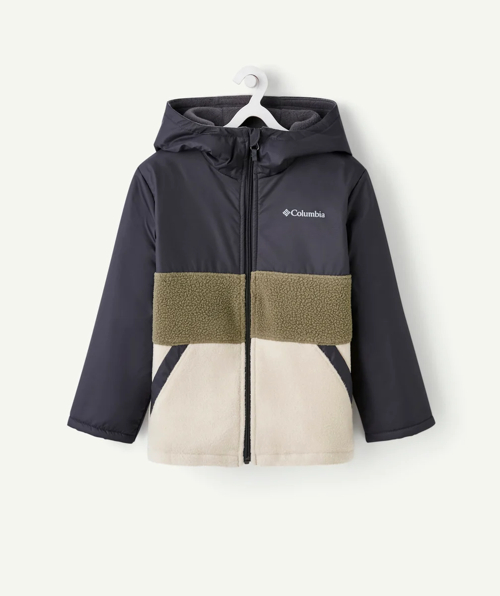 COLUMBIAVESTE EN POLAIRE GARÇON À CAPUCHE STEENS MOUNTAIN NOVELTY GRIS ET KAKI