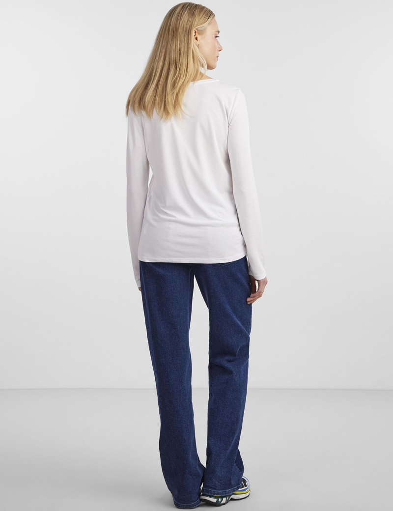 PIECES T-SHIRT BASIQUE KAMALA MANCHES LONGUES BLANC