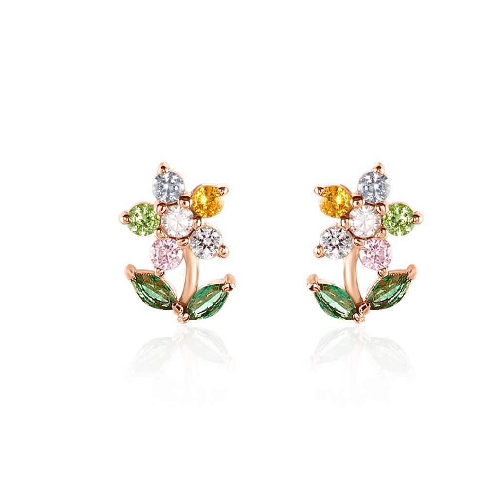 Boucles D'oreilles Puces Moana Argent Rose Oxyde De Zirconium