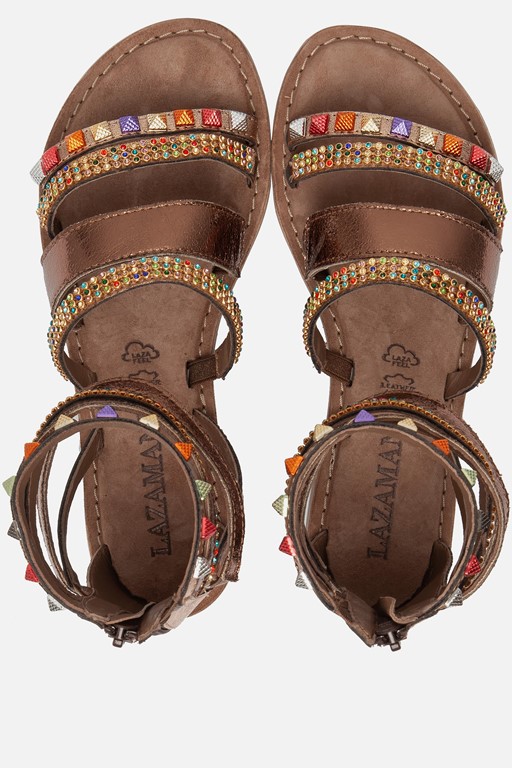 Lazamani Sandalen brons Leer