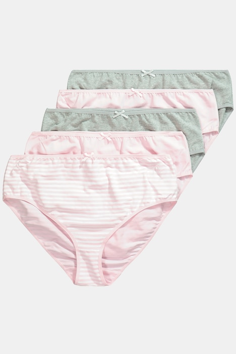 Midislips, 5er-Pack, Streifen / einfarbig