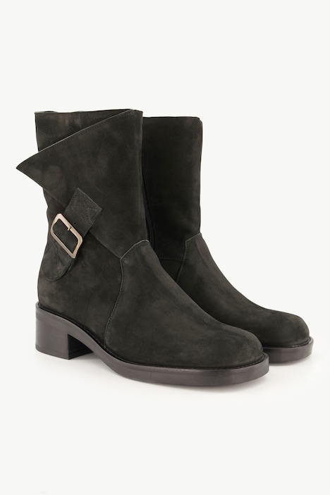 Leder-Boots, Veloursleder, Zipper, Wechselfußbett, Weite H