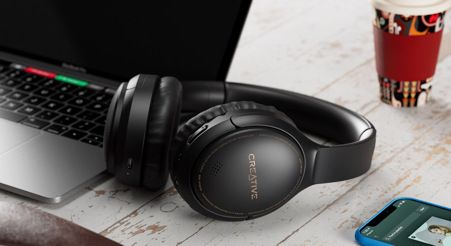 Creative - Zen Hybrid Wireless Over-ear Headphones ANC, Black