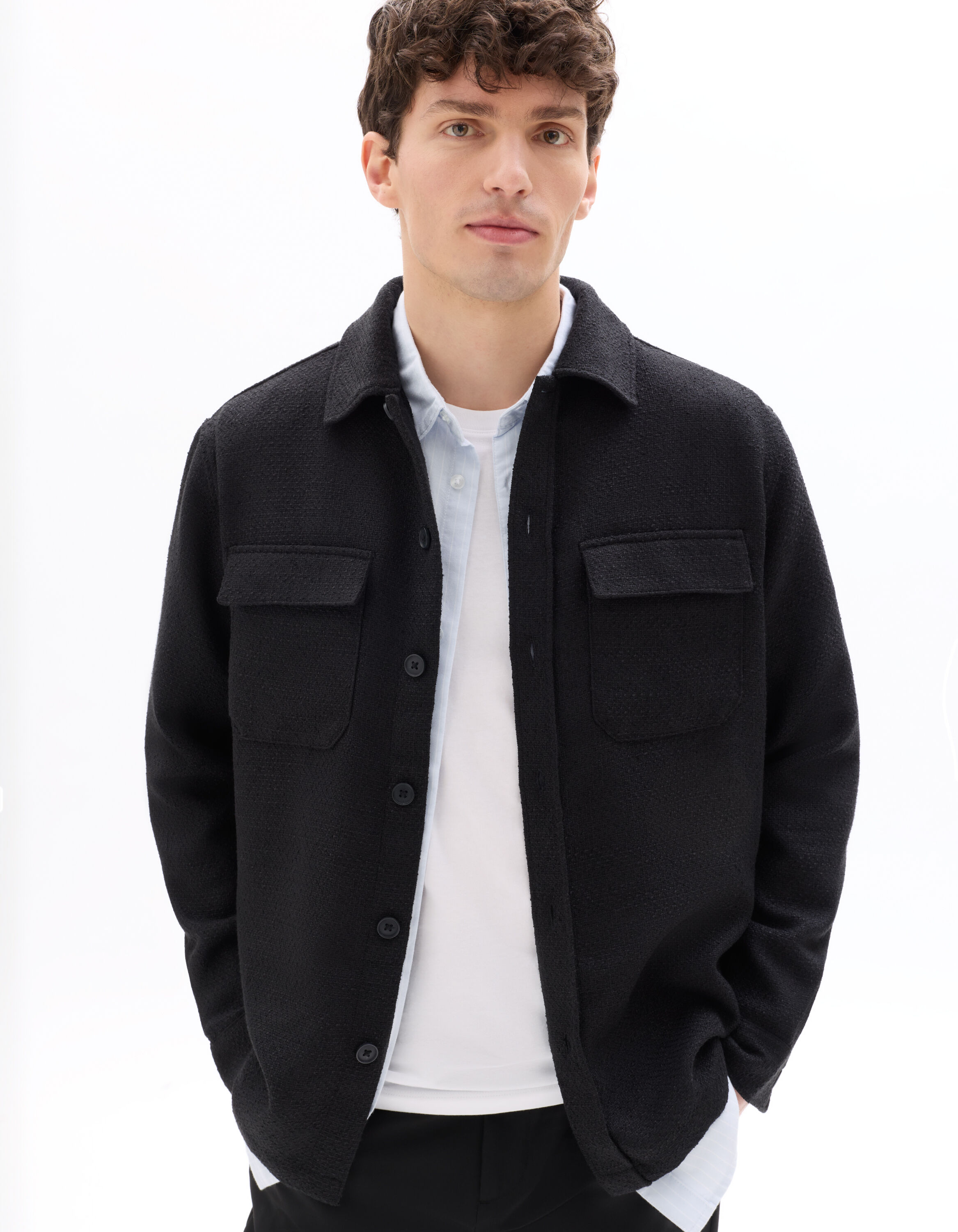 Surchemise en tweed - noir